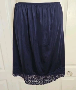 Vintage Vanity Fair Medio Slip Azul Marino Talla Grande Nylon y Encaje - Imagen 1 de 4
