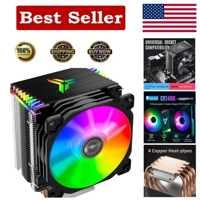 Compact CR1400 RGB CPU Cooler, 4 Heat Pipes, Easy Install for Intel & AMD Gaming - Image 1 of 4