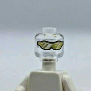HEAD -Trans-Clear Glasses with Gold Sunglasses Invizable LEGO® Minifigure Part - Picture 1 of 1