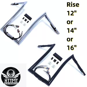 Manillar Rise 12" 14" 16" para Harley Sportster Dyna Softail Road King 1996-2006 - Imagen 1 de 11