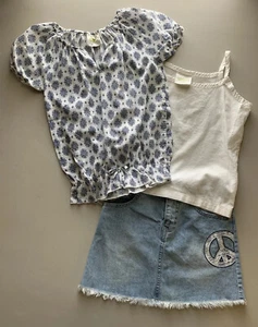 Crazy 8 Girl’s Peace Boho Top & Denim Skirt Set, Size Small (5/6) - Picture 1 of 14