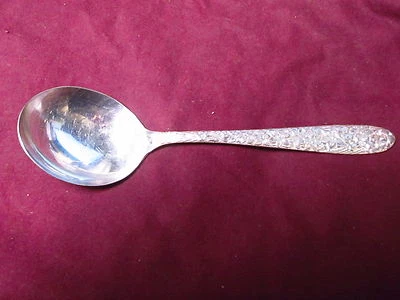  Silverplate National Silver Co. NARCISSUS ROUND BOWL SOUP SPOON 7" W/ Reverse  - Image 1 of 3