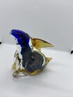 Murano Sommerso Art Glass Alfredo Barbini Rabbit Bunny Cobalt Blue & Gold 5”