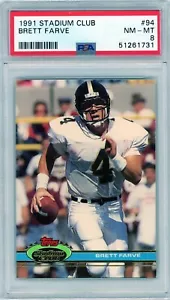1991 Stadium Club Brett Favre RC Error Card "Farve" PSA 8 Near Mint HOF #94 - Picture 1 of 2