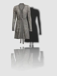 Neiman Marcus Women's Gray Cashmere Crochet Knit Robe Size XL - Picture 1 of 1