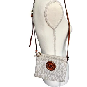 Michael Kors Tan and Brown Crossbody Adjustable Many compartments Purse - Picture 1 of 12