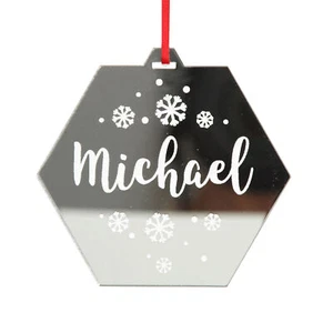 Personalised Etched Hexagon Christmas Decoration - Picture 1 of 5