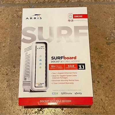 New Sealed ARRIS Surfboard DOCSIS 3.1 Cable Modem 10+Gbps SB8200 - Image 1 of 4