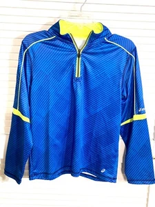 ASICS Blue Active Long Sleeve Shirt Boys Large 14 / 16 Unisex 1/4 Zip - Picture 1 of 9