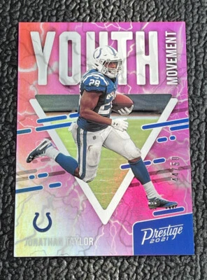 🔥JONATHAN TAYLOR 2021 PRESTIGE YOUTH MOVEMENT PINK REFRACTOR #'d /50!🔥COLTS! - Image 1 of 2