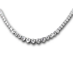 White Gold Finish Created Diamond Big Fade 3-6 mm Tennis Necklace With Box - Picture 1 of 3