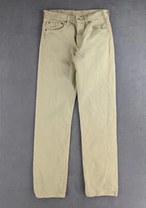 Jeans Relaxed Vintage 90s Made UK Levi's 501 W32 L34 Beige Skate Streetwear Butto - Bild 1 von 16