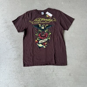 nwt Ed Hardy mens short sleeve graphic rose eagle shirt size L - Picture 1 of 5