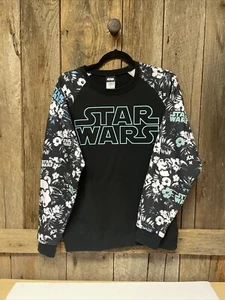 Star Wars Sweatshirt Schwarz Blumen Disney Pullover Medium Damen - Bild 1 von 8