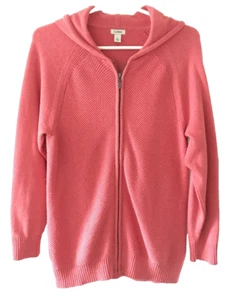 LL Bean Hoodie Sweater Jacket Womens L Cotton Knit Long Sleeve Zip Up 296694 - Picture 1 of 13