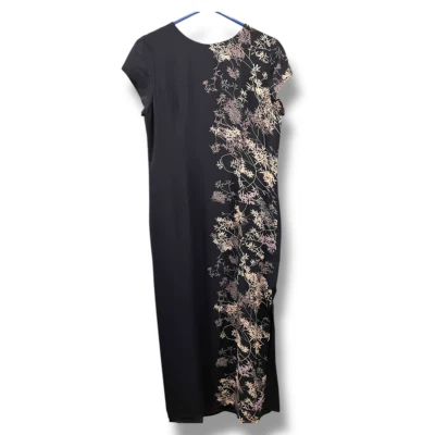 Petite Sophisticate Long Black Elegant Maxi Dress Floral Leaves Vintage Petite 8 - Image 1 of 4