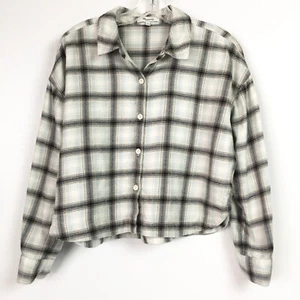Madewell Womens Small Flannel Dolman Crop Shirt Plaid Button Up Top - Picture 1 of 7