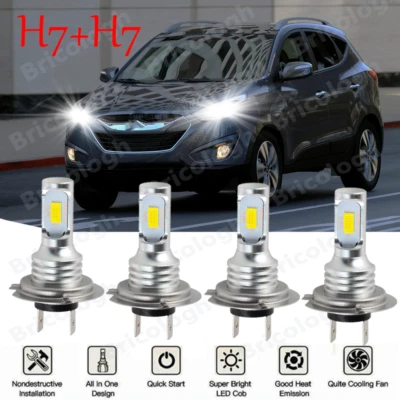 For Hyundai Tucson 2016-2018 4x Combo Headlight High Low Beam LED White Bulbs - Image 1 of 4