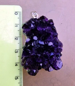 ► CIONDOLO QUARZO AMETISTA CM. 5.23 x 3.02 BLU’ - VIOLA - URUGUAY AMETHYST ◄ - Picture 1 of 3