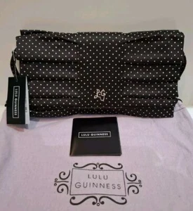Lulu Guinness Small Black & Stone Polka Dot Clutch Bag NWT - Picture 1 of 10