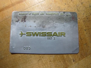 SWISSAIR SWISS AIR TRANSPORT ALTES FLUGTICKET VALIDATION PLATE REISEBÜRO - Bild 1 von 4