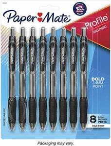 Paper Mate Profile Retractable Ballpoint Pens, Bold Tip, Black, 8 Count - Picture 1 of 1