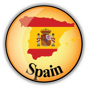Spain Map Flag Glossy Label Car Bumper Sticker Decal 5'' x 5'' - Picture 1 of 1