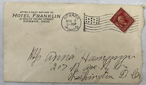 US Postal History#319 Hotel Franklin Advertising c1905 Newark OH Blotter Flag - Picture 1 of 3