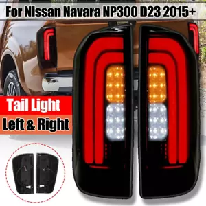 Black Pair Smoked LED Tail Lights Rear Lamps Fit NISSAN NAVARA NP300 D23 2015-ON - Picture 1 of 8