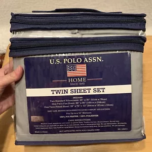 U.S. Polo Association Nieselregen grau Polyester pflegeleicht lizenziertes Twin-Laken-Set - Bild 1 von 9
