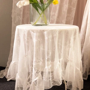 Tovaglia Ruffle Pizzo Americano Quadrata Rotonda Pizzo Retrò Tovaglia per Matrimonio - Foto 1 di 13