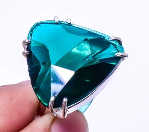 Teal Tourmaline Gemstone 925 Sterling Silver Handmade Ring Size Adjustable (574) - Picture 1 of 1