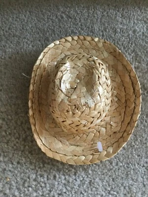 Sombrero Muñeca Vaquero Estilo Occidental Paja Beige Amarillo Color Ala Ancha Estilo para 14" Foto 1 de 4