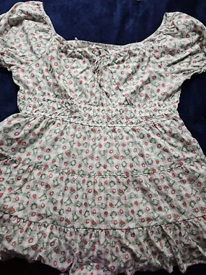 Hot Topic Plus Women Sz 4 4x  Strawberry Frog Tiered Gingham Dress Pockets  - Image 1 of 4