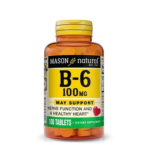 Mason Natural Vitamin B6 100 mg with Calcium - Healthy Heart, 100 Tablets - Picture 1 of 5