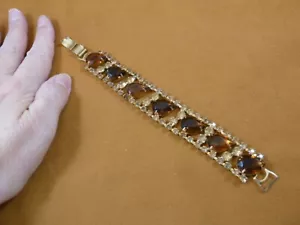 vbr-2) Vintage Braun Träne Strass Goldfarben 7,5" Armband Modeschmuck - Bild 1 von 6
