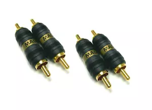NEW 4 Pieces Straight AV GOLD RCA male to male Connectors Couplers Adapters - Picture 1 of 1