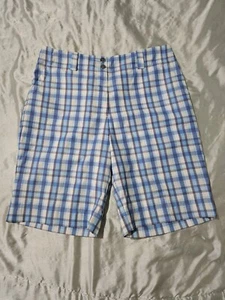 Women's Nike Golf Fit-Dry Blue Plaid Mid Rise 10" Inseam Shorts Size 6P  - Picture 1 of 15