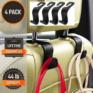 Car Seat Headrest Hook 4 Pack Hanger Storage Organizer Universal for Purse Coat - Foto 1 di 12