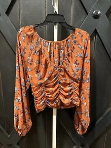 FREE PEOPLE Final Rose Blouse In Rust Combo Women’s Size M - EUC - Picture 1 of 11