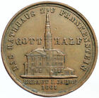 1858 ALLEMAGNE Vintage CHÂTEAU DE FRANKENSTEIN Ruine ANCIENNE Antique GOTT HILF Médaille i99486