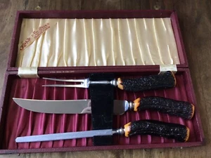 Vintage Sheffield Cutlery 3 Piece Craving Set in Case - Picture 1 of 8