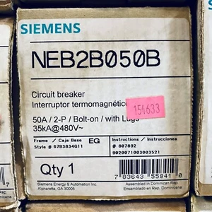 SIEMENS NEB2B050B BREAKER 2POLE 50A 600V W/LUGS NEW IN BOX READY TO SHIP - Picture 1 of 1