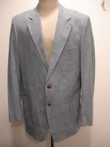 Men's M L 42L Oleg Cassini Vtg Blue Ultrasuede Western Jacket Blazer Sport Coat - Picture 1 of 18