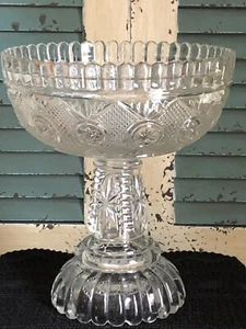Antik Vintage 1865 Albany Glas abgeschrägter Stern Kompott Sockel 9,5" Höhe - Bild 1 von 10