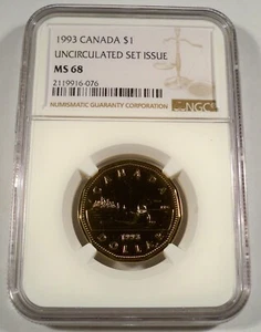 1993 CANADA LOON DOLLAR NGC MS68 UNCIRCULATED MINT SET ISSUE MS 68 $1 - Picture 1 of 4