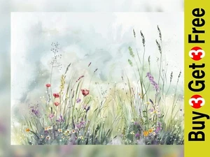 Graceful Floral Meadow 5"x7" Print on Matte Paper | Captivating Nature Art - Picture 1 of 7