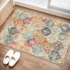 Moroccan Trellis Washable Rug, 2X3 Kitchen Rugs for Entryway Bathroom, Non-Slip - Picture 1 of 12