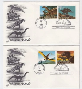 TurtlesTradingPost- Prehistoric Animals 1989 #2422-25 FDC- Artcraft- 2 Covers - Picture 1 of 1