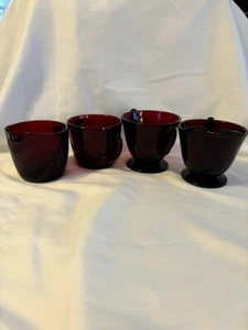 2 Sets Vintage Anchor Hocking Depression Royal Ruby Red Glass Sugar and Creamer - Picture 1 of 4
